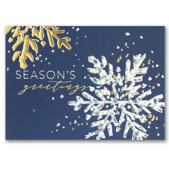 Seasons Greetings Snowflakes Folded Holiday Cards